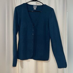 Navy Blue Button-Up Cardigan with Tank